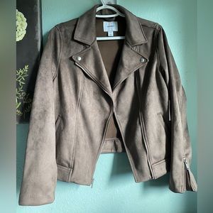 Faux suede moto jacket by Old Navy. Size m. Taupe color. Nwt